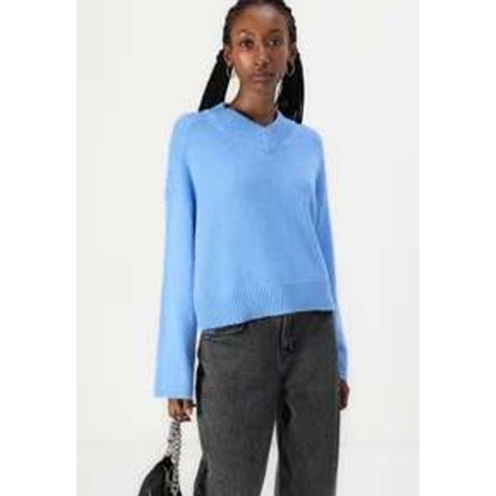 Gap CashSoft Shaker-Stitch V-Neck Sweater Union Blue XL Oversized Knit